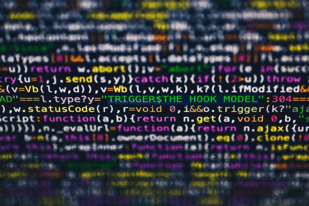 Close-up of JavaScript source code on a developer's monitor