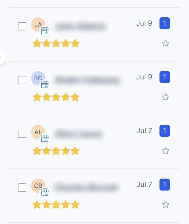 Four new five-star Google reviews landing from the automated review system built for a Louisiana insurance agency